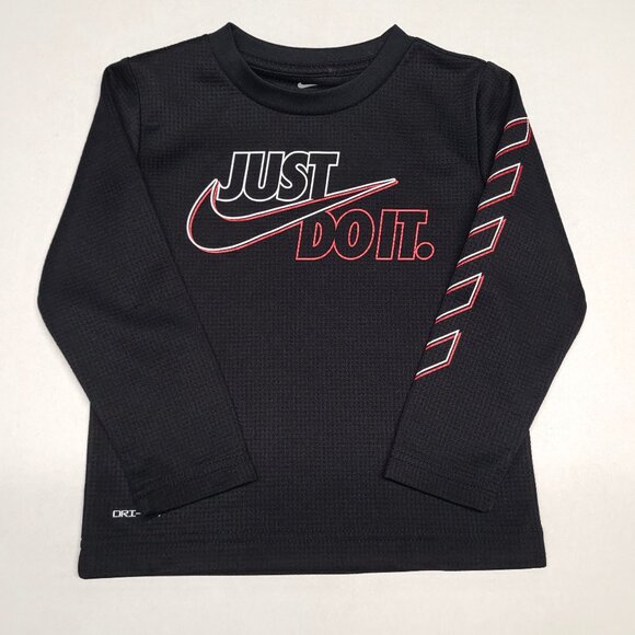 Nike DRI-FIT Boy’s long sleeve shirt size 3T color white black red - Picture 1 of 4